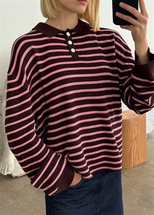 Adanne stripe polo bluse Bordeaux/PInk Boii Studios
